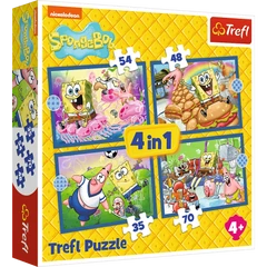 Trefl 4 az 1-ben puzzle (35,48,54,70 db-os) - Spongyabob (34674)