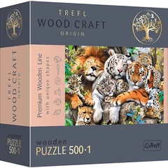 Trefl 501 db-os Wood Craft Prémium Fa Puzzle - A dzsungel vadmacskái (20152)