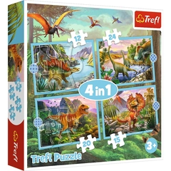 Trefl 4 az 1-ben puzzle (12,15,20,24 db-os) - Csodálatos dinoszauruszok (34609)