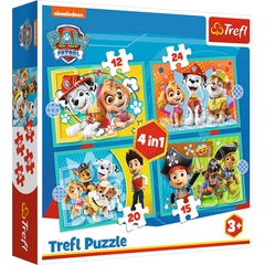Trefl 4 az 1-ben puzzle (12,15,20,24 db-os) - Mancs őrjárat - Boldog csapat (34346)