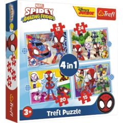 Trefl 4 az 1-ben puzzle (12,15,20,24 db-os) - Marvel - Spidey and his amazing friends (34611)
