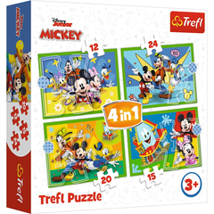 Trefl 4 az 1-ben puzzle (12,15,20,24 db-os) - Mickey Mouse - Barátokkal vidáman (34616)