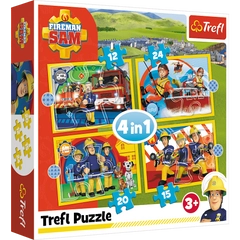Trefl 4 az 1-ben puzzle (12,15,20,24 db-os) - Sam a tűzoltó (34373)