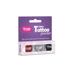 TyToo - Csillámpor szett - 3 x 2,5 ml Fekete, Ezüst, Piros (501423)