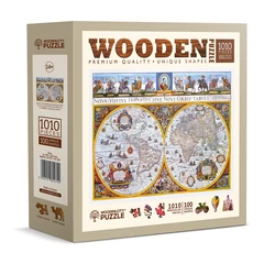 Wooden City 1010 db-os fa puzzle - Antik térkép (NB1010-0102-XL)