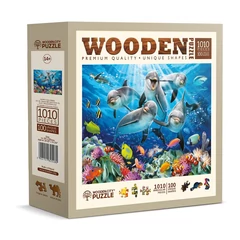 Wooden City 1010 db-os fa puzzle - Boldog delfinek (NB1010-0104-XL)