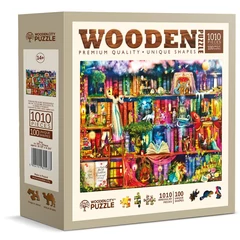 Wooden City 1010 db-os fa puzzle - Kincskereső könyvespolc (NB1010-0131-XL)