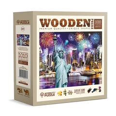 Wooden City 1010 db-os fa puzzle - New York éjjel (NB1010-0026-XL)