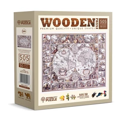Wooden City 505 db-os fa puzzle - A felfedezések korának térképe (NB505-0101-L)