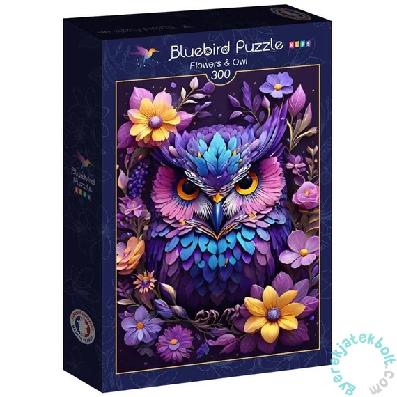 Bluebird 300 db-os puzzle - Flowers & Owl (90845)