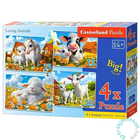Castorland 4 az 1-ben puzzle (8, 12, 15, 20 db-os) - Állati szeretet (B-041060)