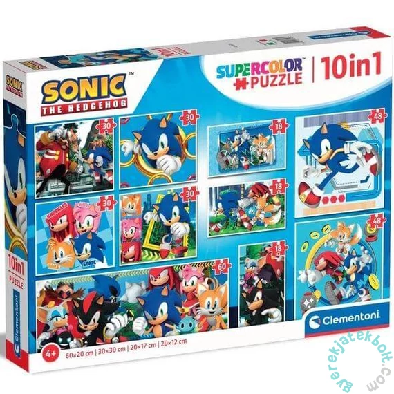 Clementoni 10 az 1-ben puzzle (18, 30, 48, 60) - Sonic (80508)
