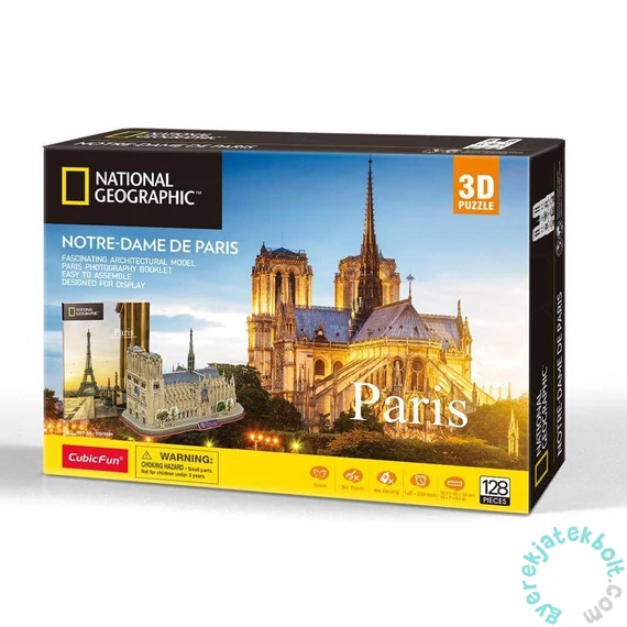 CubicFun 128 db-os 3D puzzle - National Geographics - Párizs, Notre Dame (DS0986)
