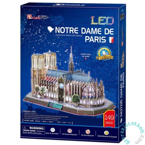 CubicFun 149 db-os 3D puzzle LED világítással - Notre Dame (L173)