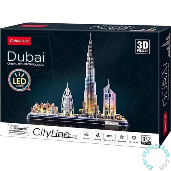 CubicFun 182 db-os 3D puzzle LED világítással - City Line - Dubai (L523)
