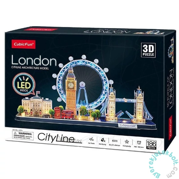 CubicFun 186 db-os 3D puzzle LED világítással - City Line - London (L532)