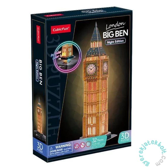 CubicFun 32 db-os 3D puzzle LED világítással - Big Ben (L537)