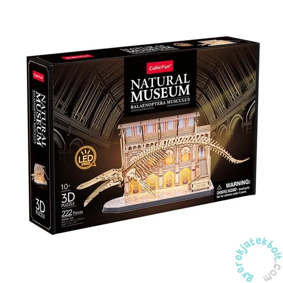 CubicFun 22 db-os 3D puzzle LED világítással - Múzeum sorozat - Kék bálna (L545)