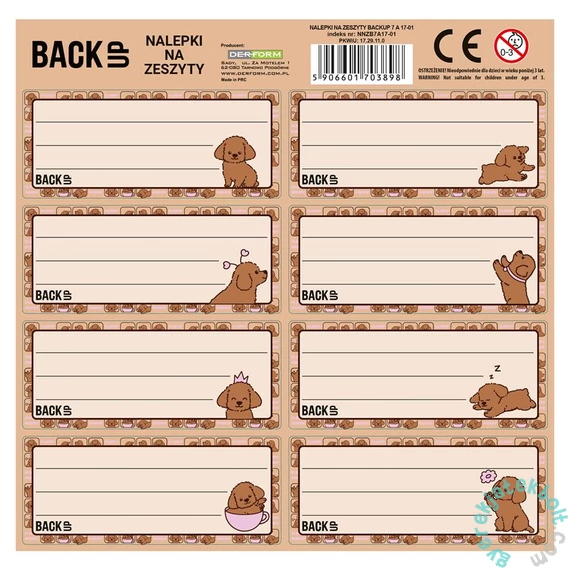 BackUp 8 db-os füzetcímke - Fluffy Puppy (NNZB7A17)