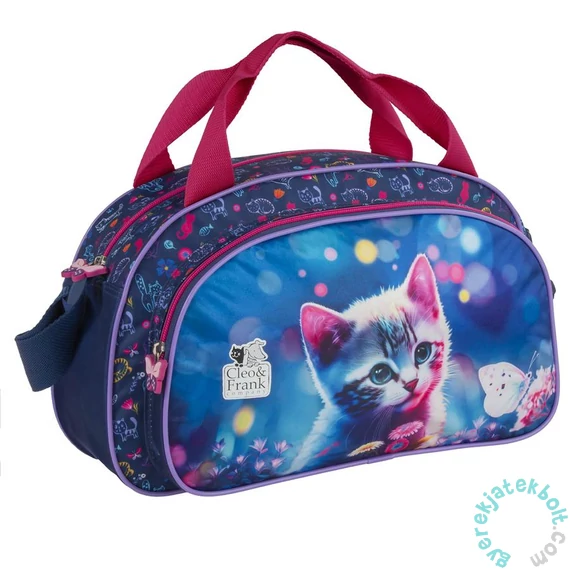 Cleo és Frank cicás sporttáska, kézitáska - sötétkék (TPACF43)