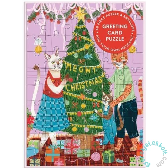 Galison 60 db-os Képeslap puzzle - Meowy Christmas (85429)