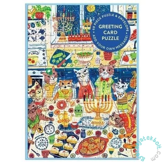 Galison 60 db-os Képeslap puzzle - Happy Hanukcats (86600)