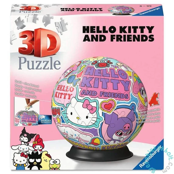 Ravensburger 72 db-os 3D gömb puzzle - Hello Kitty és barátai (11630)