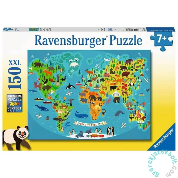 Ravensburger 150 db-os XXL puzzle - Állatos világtérkép (13287)