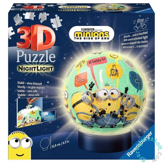 Ravensburger 72 db-os 3D világító gömb puzzle - Minyonok 2 (11180)