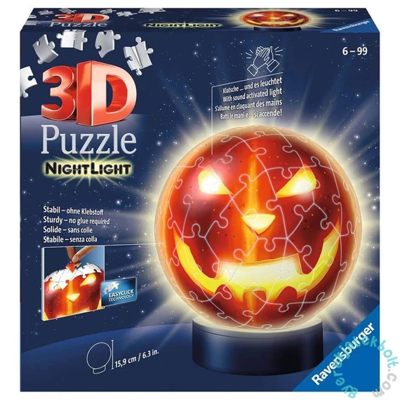 Ravensburger 72 db-os 3D világító gömb puzzle - Töklámpás (11253)