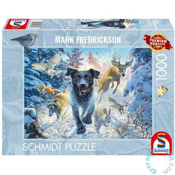 Schmidt 1000 db-os puzzle - Dog's Life - Black Labrador in the Snow (58558)