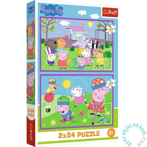 Trefl 2 x 24 db-os puzzle - Peppa malac - A játszótéren (34435)