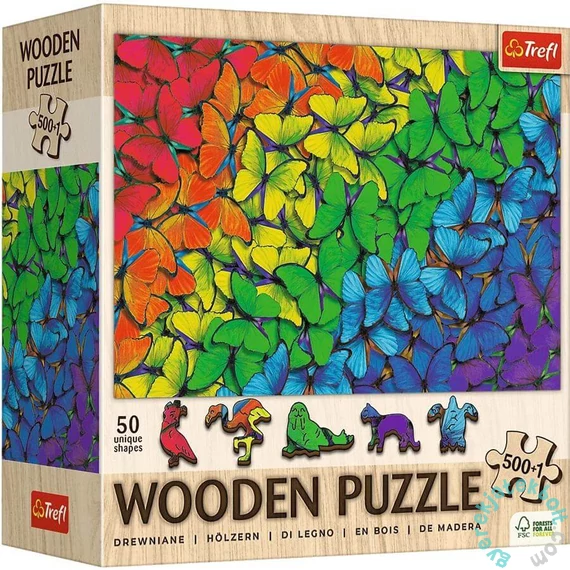 Trefl 501 db-os Wooden puzzle - Szivárvány pillangók (20217)