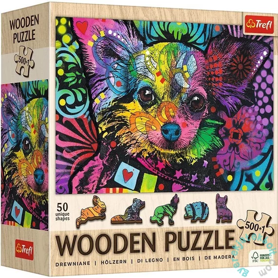 Trefl 501 db-os Wooden puzzle - Színes kiskutya (20218)