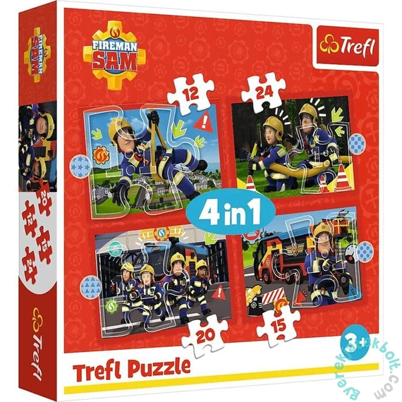 Trefl 4 az 1-ben puzzle (12,15,20,24 db-os) - Sam, a tűzoltó (34632)