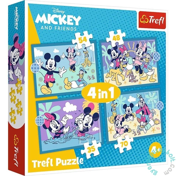 Trefl 4 az 1-ben puzzle (35,48,54,70 db-os) - Mickey egér és barátai (34669)