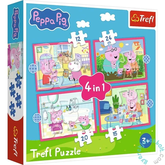 Trefl 4 az 1-ben puzzle (12,15,20,24 db-os) - Peppa malac (34672)