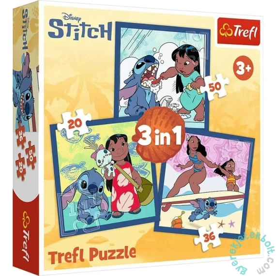 Trefl 3 az 1-ben puzzle (20,36,50 db-os) - Lilo és Stitch (34896)