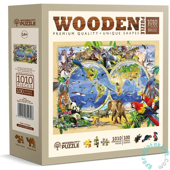 Wooden City 1010 db-os fa puzzle - Az állatvilág térképe (NB1010-0014-XL)