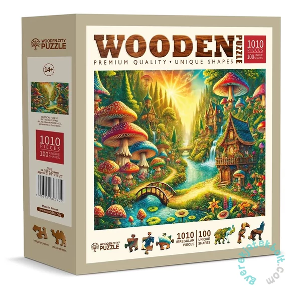 Wooden City 1010 db-os fa puzzle - Misztikus erdő a vízesés mellett (NB0816-XL)