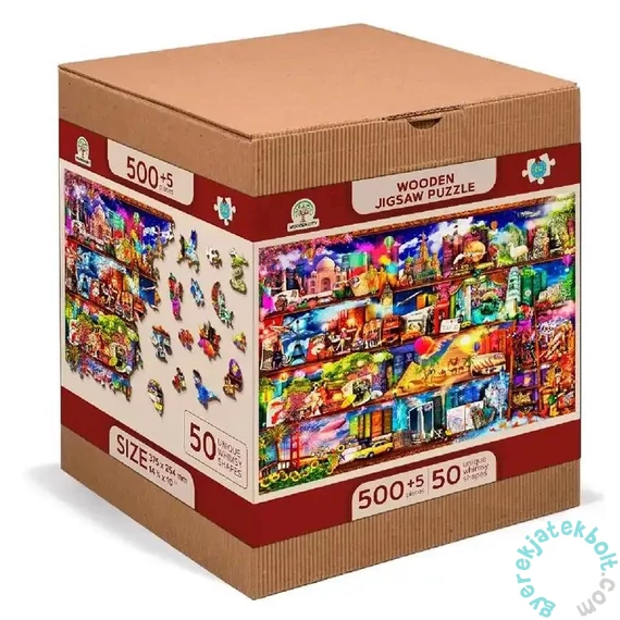 Wooden City 505 db-os fa puzzle - Utazós könyvespolc (NB505-0132-L)
