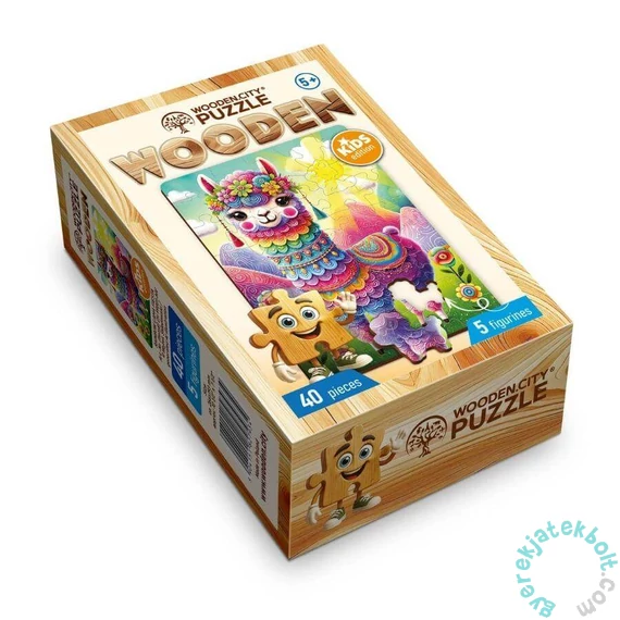 Wooden City 40 db-os fa puzzle - Szivárványos láma-fieszta (CH99001-MV)
