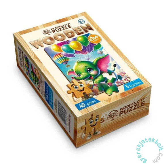 Wooden City 40 db-os fa puzzle - A repülő elefánt kalandjai (CH99002-MV)