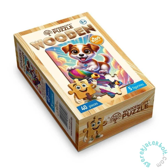 Wooden City 40 db-os fa puzzle - Gördeszkás kutyus (CH99003-MV)