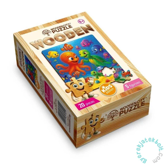 Wooden City 20 db-os fa puzzle - Polip és teknős (CH99051-SV)