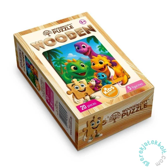 Wooden City 20 db-os fa puzzle - Dínó pajtik (CH99054-SV)