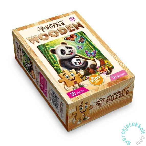Wooden City 20 db-os fa puzzle - Pandák és pillangók (CH99057-SV)