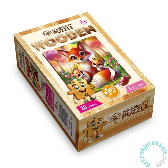 Wooden City 20 db-os fa puzzle - Bájos rókacsalád (CH99058-SV)