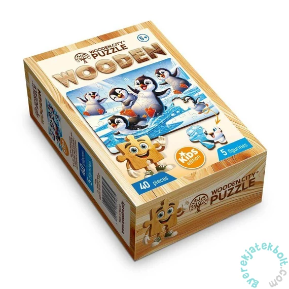 Wooden City 40 db-os fa puzzle - Boldog pingvinek (CH99126-MH)