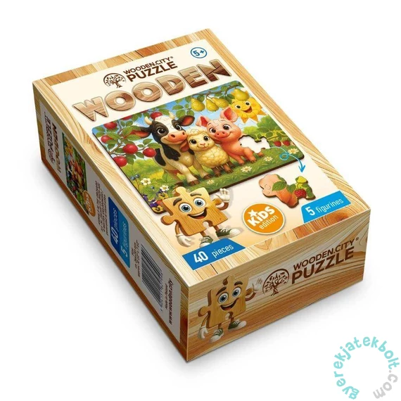 Wooden City 40 db-os fa puzzle - Állatok a farmon (CH99129-MH)